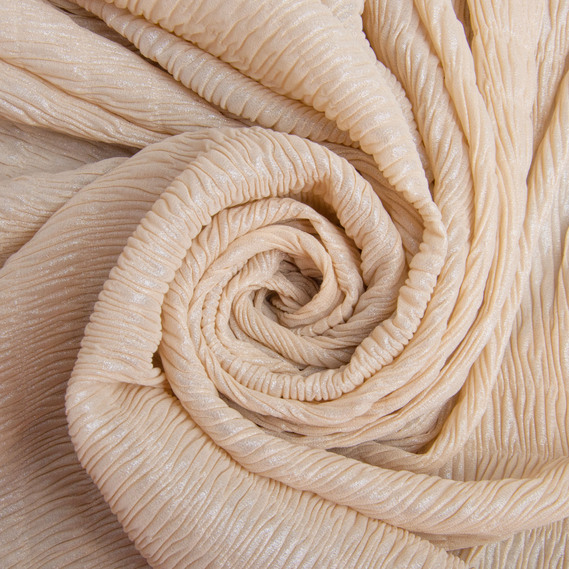 Ткань шифон жатка 95 гр/м2 145 см легкая, воздушная ткань для платьев, блуз и аксессуаров беж, фото 1 Ткань шифон жатка 95 гр/м2 145 см легкая, воздушная ткань для платьев, блуз и аксессуаров беж, фото 1