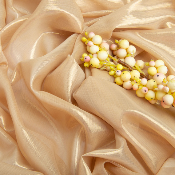 Stretch chiffon fabric with silver coating, 55 gsm, 150 cm for dresses, blouses, decor, and accessories пісок, фото 3