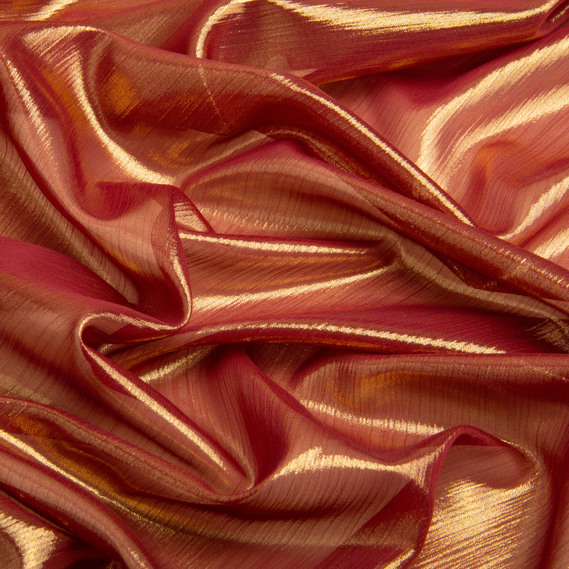 Stretch chiffon fabric with silver coating, 55 gsm, 150 cm for dresses, blouses, decor, and accessories марсала, фото 2