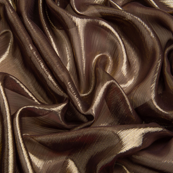 Ткань шифон стрейч с напылением Cold 55 гр/м2 150 см для платьев, блуз, декора и аксессуаров шоколад, фото 2 Ткань шифон стрейч с напылением Cold 55 гр/м2 150 см для платьев, блуз, декора и аксессуаров шоколад, фото 2