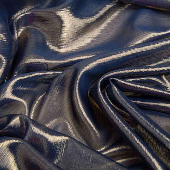 Тканина шифон стрейч з напиленням Cold 55 г/м2 150 см для суконь, блуз, декору та аксесуарів т/синя, фото 2
