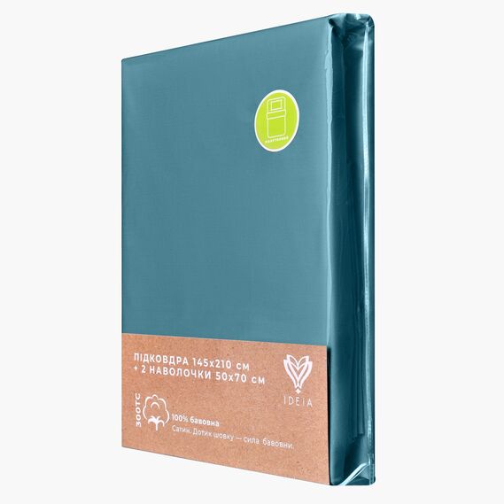 Набір постільної білизни полуторний IDEIA підковдра 145х215 см + 2 наволочки 50x70 см преміум сатин бавовна м`ята, фото 9