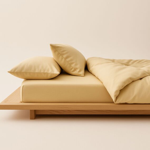 IDEIA Euro Bedding Set 200х220 Premium Cotton Sateen with Fitted Jersey Sheet for Mattress 140/160х200 cm in Gift Box беж, фото 1