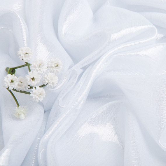 Ткань шифон стрейч с напылением Сильвер 55 гр/м2 150 см для платьев, блуз, декора и аксессуаров біла, фото 3