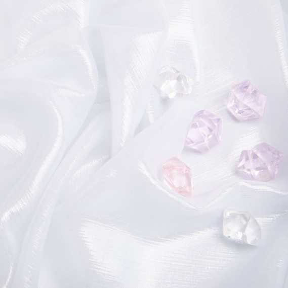 Тканина шифон стрейч з напиленням Сільвер 55 г/м2 150 см для суконь, блуз, декору та аксесуарів молоко, фото 3