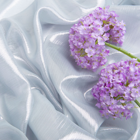 Тканина шифон стрейч з напиленням Сільвер 55 г/м2 150 см для суконь, блуз, декору та аксесуарів сіра, фото 3