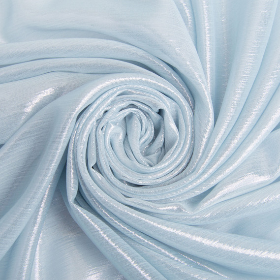 Тканина шифон стрейч з напиленням Сільвер 55 г/м2 150 см для суконь, блуз, декору та аксесуарів блакитна, фото 1