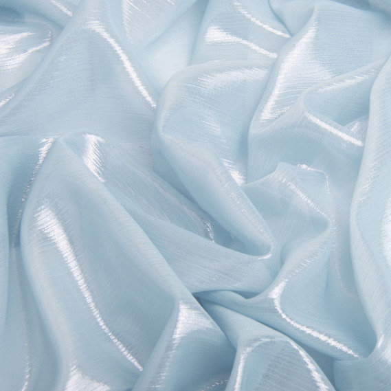 Тканина шифон стрейч з напиленням Сільвер 55 г/м2 150 см для суконь, блуз, декору та аксесуарів блакитна, фото 2