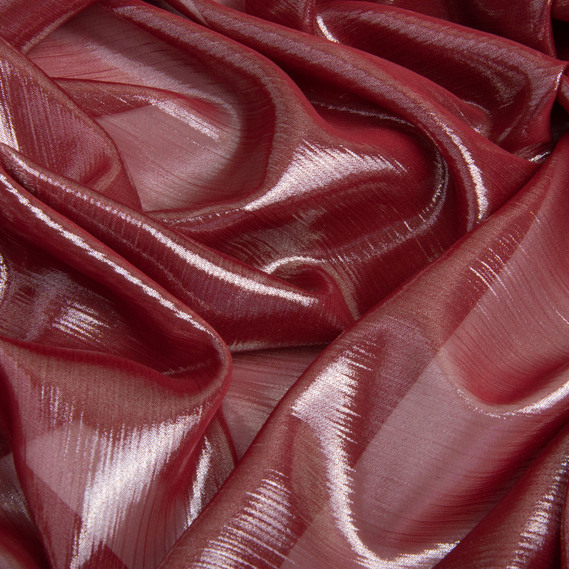 Тканина шифон стрейч з напиленням Сільвер 55 г/м2 150 см для суконь, блуз, декору та аксесуарів марсала, фото 2