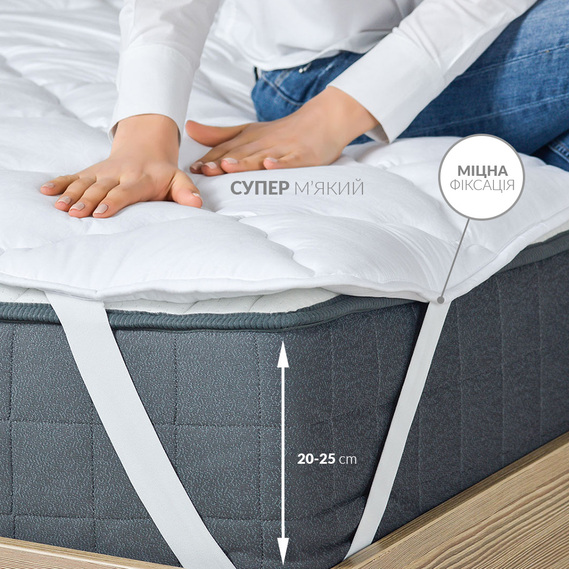 Наматрасник 90х200 см защитный стеганый IDEIA пл 350 с резинками по углам білий, фото 2