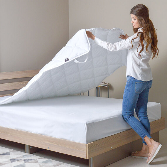 Наматрасник 90х200 см защитный стеганый IDEIA пл 350 с резинками по углам білий, фото 8