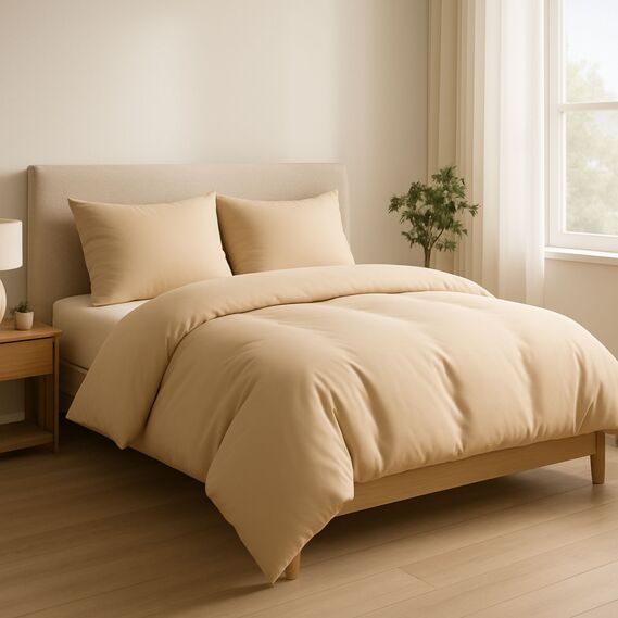 Ткань сатин 240 см 110 гр/м2 300 ТС натуральный хлопок премиум качество для постельного белья, покрывал, декора  беж, фото 5