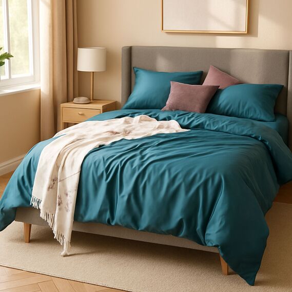 Тканина сатин 240 см 110 г/м2 300 ТС натуральна бавовна преміум якості для постільної білизни, покривал та декору м`ята, фото 4