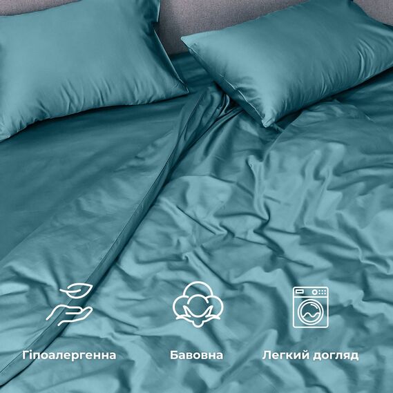 Тканина сатин 240 см 110 г/м2 300 ТС натуральна бавовна преміум якості для постільної білизни, покривал та декору м`ята, фото 5