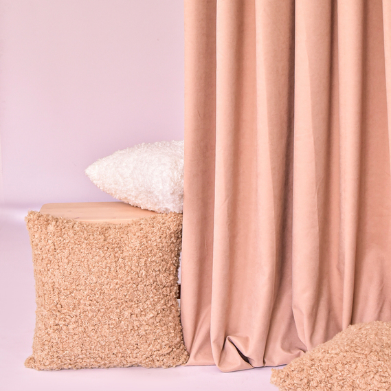Ткань портьерная однотонная Convas 300 см 253 гр/м2, шторная ткань, ткань для штор, шторы, портьеры, гардины, ткань гардинная V-35 пудра, фото 4