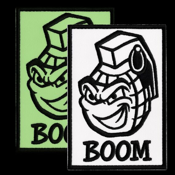 BOOM Glow in the Dark Patch Set 2 pcs, Hook Backed, Embroidered Morale Patches, 5.4х8 cm, фото 1