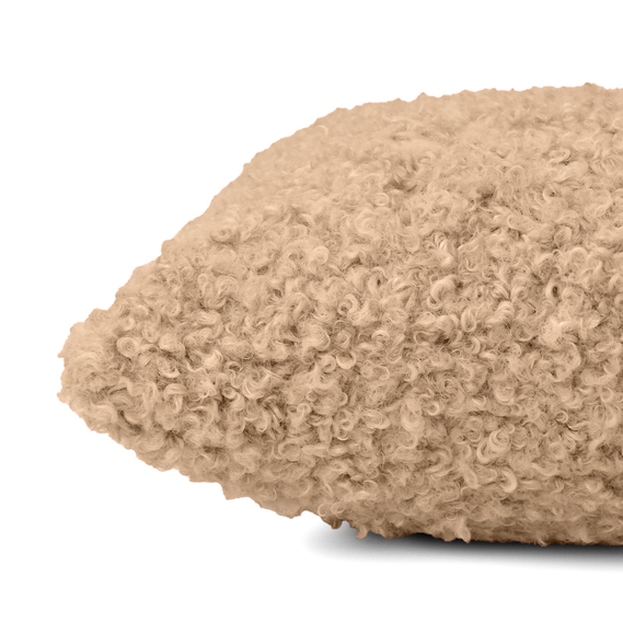 Подушка декоративна IDEIA 55х55 см з штучного хутра, гіпоалергенна  карамель, фото 3