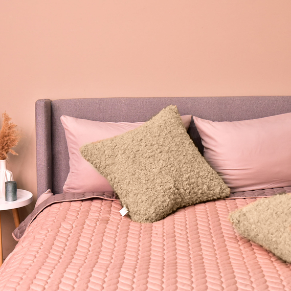 Подушка декоративна IDEIA 55х55 см з штучного хутра, гіпоалергенна  карамель, фото 7