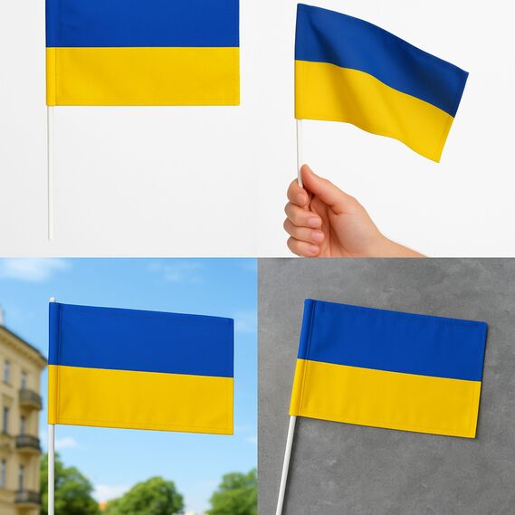 Флаг Украины 24х16 см на палочке маленький ткань габардин желто-синий, фото 3 Флаг Украины 24х16 см на палочке маленький ткань габардин желто-синий, фото 3