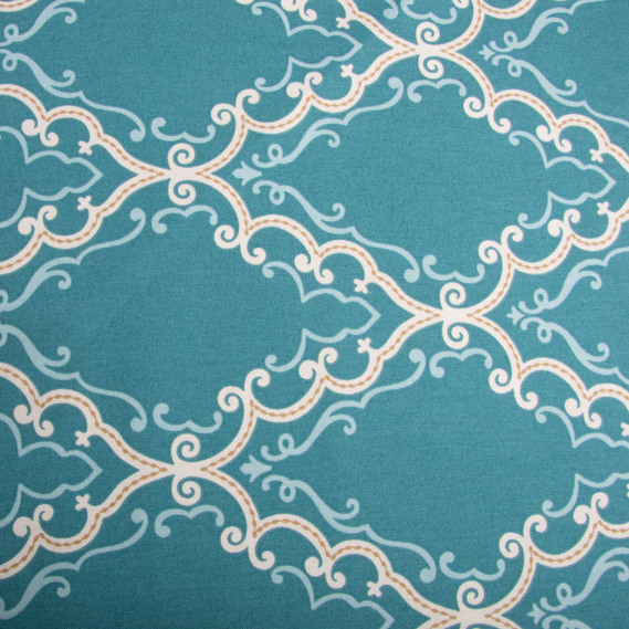 Ткань декоративная скатерная хлопок с водоотталкивающей пропиткой, 180 см, 220 гр/м2, для скатертей, штор, декора версаль мор.хвиля, фото 2