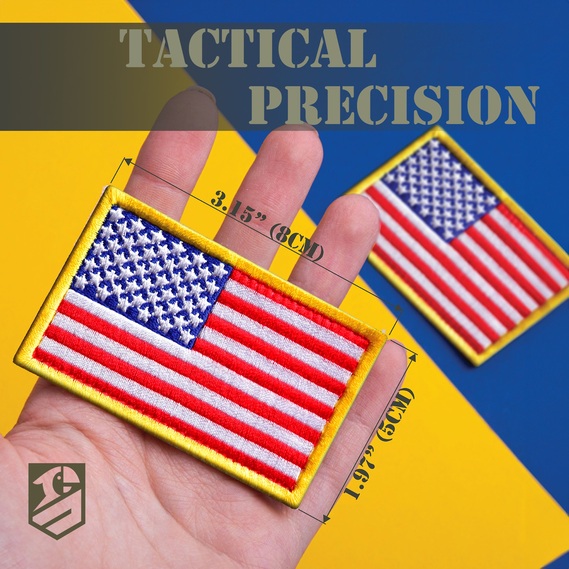 Шеврон с липучкой Флаг США 5х8 см вышитый патч нашивка, фото 2