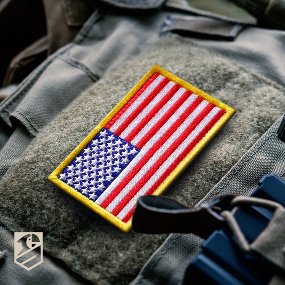 Шеврон с липучкой Флаг США 5х8 см вышитый патч нашивка, фото 4