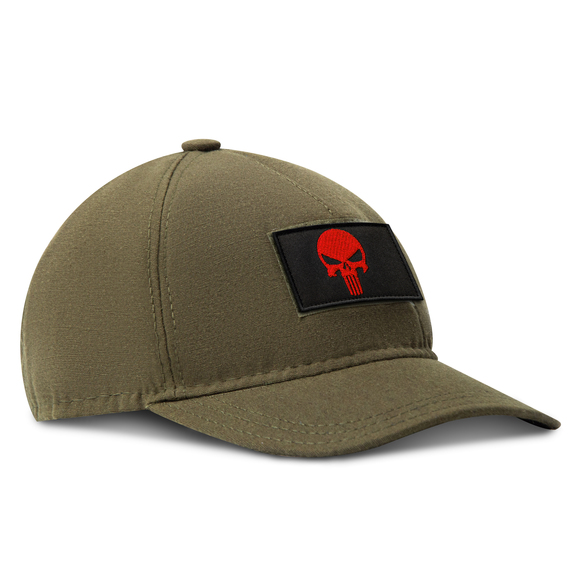 Patch with hook Punisher Skull red on black 5х8 cm embroidered patch insignia, фото 4