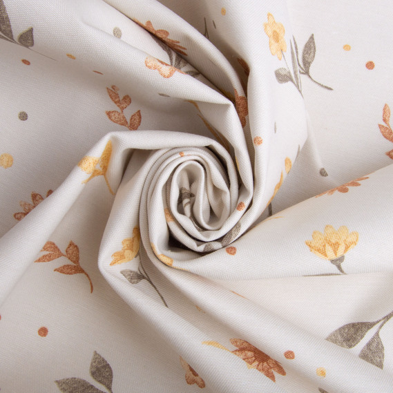 Ткань декоративная скатерная хлопок с водоотталкивающей пропиткой, 180 см, 220 гр/м2, для скатертей, штор, декора квіти беж, фото 1