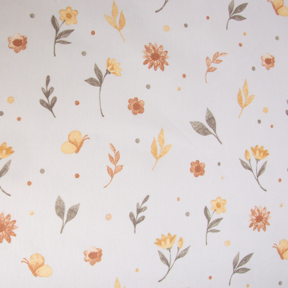 Ткань декоративная скатерная хлопок с водоотталкивающей пропиткой, 180 см, 220 гр/м2, для скатертей, штор, декора квіти беж, фото 2