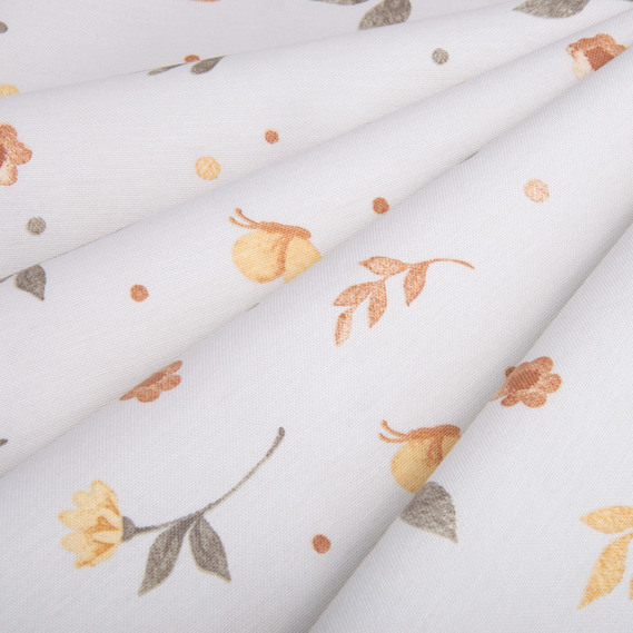 Ткань декоративная скатерная хлопок с водоотталкивающей пропиткой, 180 см, 220 гр/м2, для скатертей, штор, декора квіти беж, фото 3