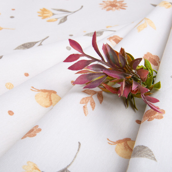 Ткань декоративная скатерная хлопок с водоотталкивающей пропиткой, 180 см, 220 гр/м2, для скатертей, штор, декора квіти беж, фото 5