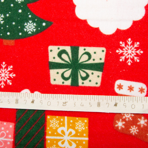 Cotton flannel fabric 240 cm wide 155 g/m2, children`s print soft fabric suitable for bedding and baby swaddles Санта на червоному, фото 5