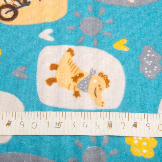 Тканина фланель бавовна 240 см 155 гр/м2, дитячий принт, м`яка тканина для постільної білизни, пелюшок Звірята на блакитному, фото 5