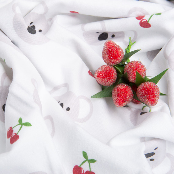 Тканина фланель бавовна 240 см 155 гр/м2, дитячий принт, м`яка тканина для постільної білизни, пелюшок Коала/Вишня, фото 4