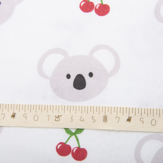 Тканина фланель бавовна 240 см 155 гр/м2, дитячий принт, м`яка тканина для постільної білизни, пелюшок Коала/Вишня, фото 5