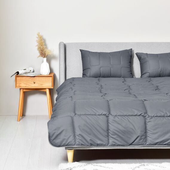 Set Man Maker IDEIA duvet 140x210 and pillow 50x70 gray, hypoallergenic, artificial down, soft pillow в коробці, фото 1 Set Man Maker IDEIA duvet 140x210 and pillow 50x70 gray, hypoallergenic, artificial down, soft pillow в коробці, фото 1