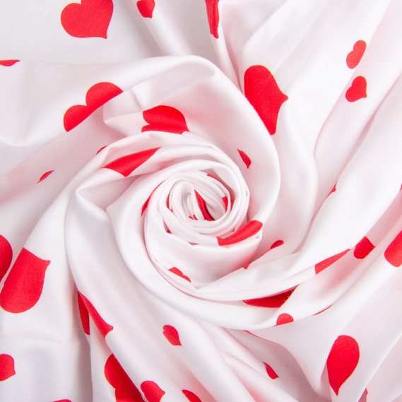 Satin fabric for bed linen cotton 2.4 m М03189/25 сердечка/білий, фото 1 Satin fabric for bed linen cotton 2.4 m М03189/25 сердечка/білий, фото 1