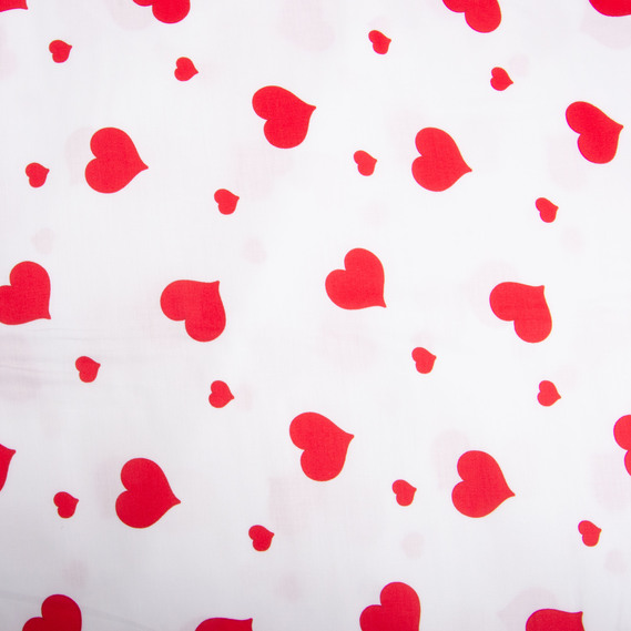 Satin fabric for bed linen cotton 2.4 m М03189/25 сердечка/білий, фото 2 Satin fabric for bed linen cotton 2.4 m М03189/25 сердечка/білий, фото 2