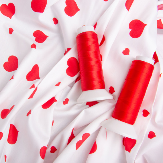 Satin fabric for bed linen cotton 2.4 m М03189/25 сердечка/білий, фото 4 Satin fabric for bed linen cotton 2.4 m М03189/25 сердечка/білий, фото 4