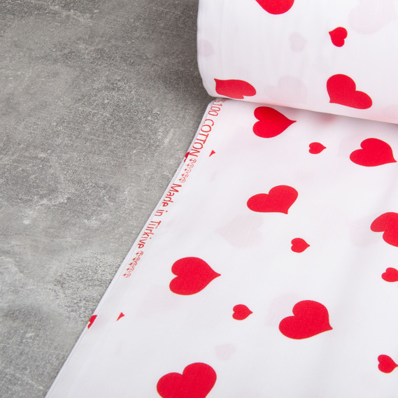 Satin fabric for bed linen cotton 2.4 m М03189/25 сердечка/білий, фото 5 Satin fabric for bed linen cotton 2.4 m М03189/25 сердечка/білий, фото 5