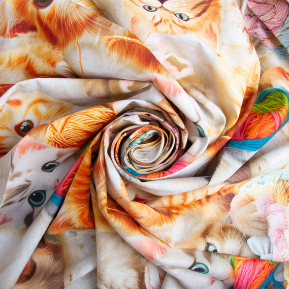 Ranforce calico fabric 5D for bedding, 240 cm wide 125 g/m2 cotton natural fabric, suitable for sheets, duvet covers, pillowcases, and other bed linens Кошенята, фото 1 Ranforce calico fabric 5D for bedding, 240 cm wide 125 g/m2 cotton natural fabric, suitable for sheets, duvet covers, pillowcases, and other bed linens Кошенята, фото 1