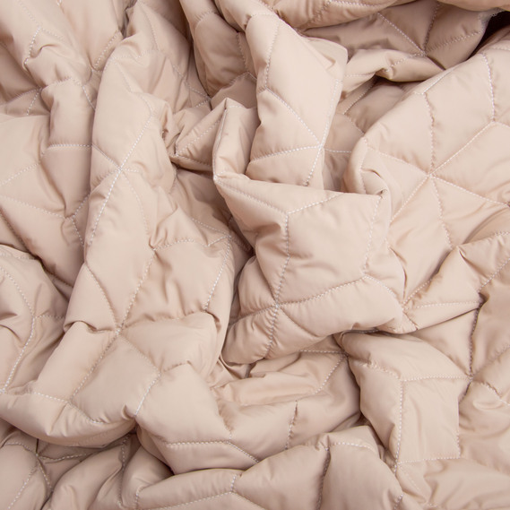 Quilted raincoat fabric 10x10 cm pattern with insulation sintepon 100 + spunbond, plain coating fabric, 140 cm wide, 210 g/m2 беж, фото 2 Quilted raincoat fabric 10x10 cm pattern with insulation sintepon 100 + spunbond, plain coating fabric, 140 cm wide, 210 g/m2 беж, фото 2