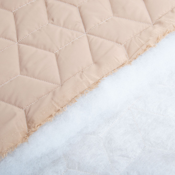 Quilted raincoat fabric 10x10 cm pattern with insulation sintepon 100 + spunbond, plain coating fabric, 140 cm wide, 210 g/m2 беж, фото 3 Quilted raincoat fabric 10x10 cm pattern with insulation sintepon 100 + spunbond, plain coating fabric, 140 cm wide, 210 g/m2 беж, фото 3