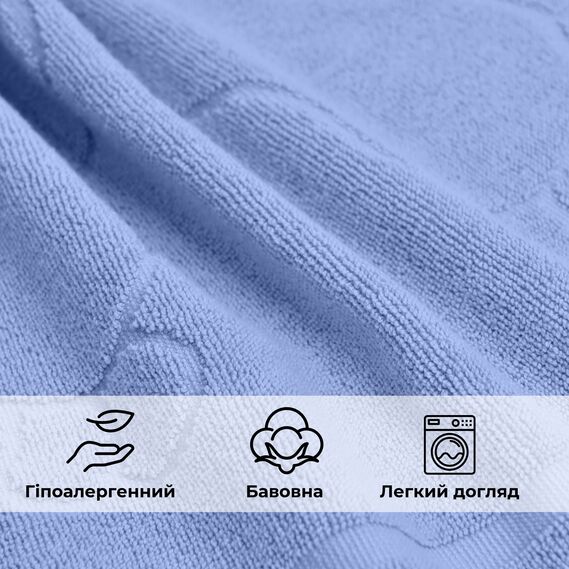 Коврик для ног и ванной комнаты 50х70 см хлопок жаккард с ножками пл 700 гр/м2 синій, фото 3