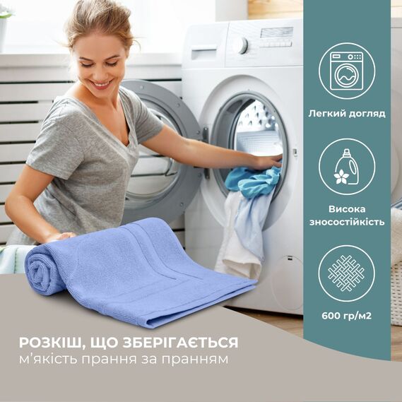 Коврик для ног и ванной комнаты 50х70 см хлопок жаккард с ножками пл 700 гр/м2 синій, фото 7