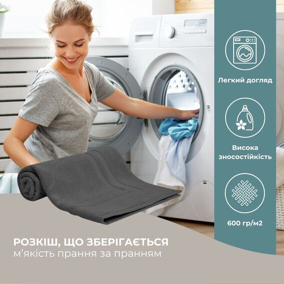 Коврик для ног и ванной комнаты 50х70 см хлопок жаккард с ножками пл 700 гр/м2 т/сірий, фото 7