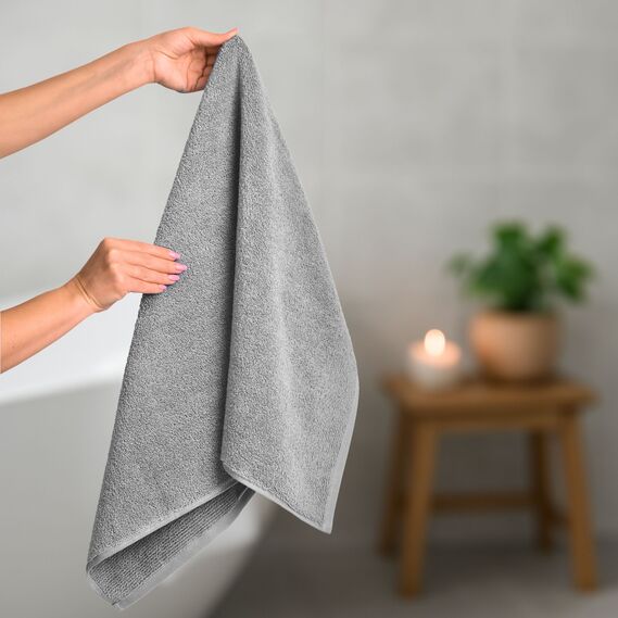 Рушник махровий 50х90 см щільність 600 г/м2 для рук та обличчя натуральна бавовна сірий, фото 2