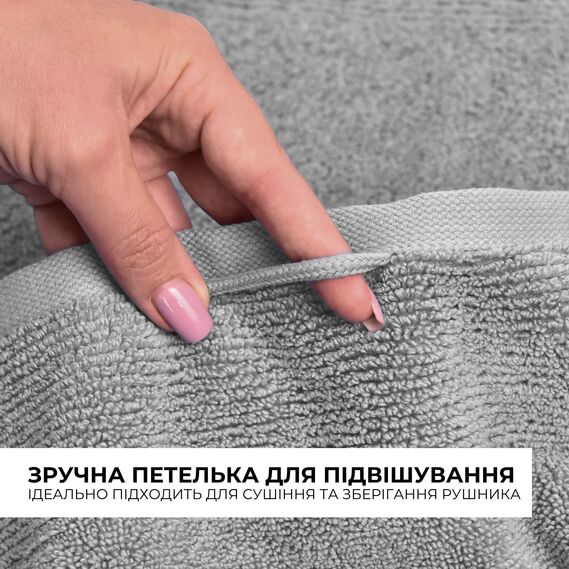 Полотенце махровое 70х140 см пл 600 гр/м2 банное для тела натуральное хлопок сірий, фото 3