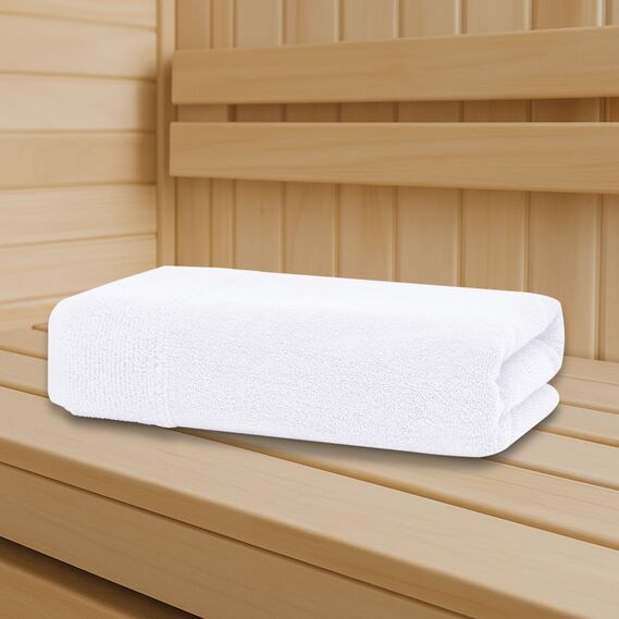 Полотенце махровое 100х150 см пл 600 гр/м2 банное для тела и сауны натуральное хлопок білий, фото 5