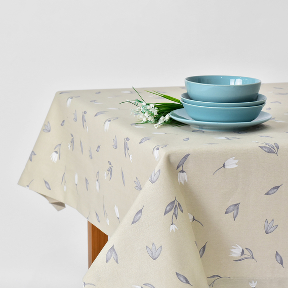 Скатертина з водовідштовхувальним просоченням IDEIA 140х170 см бавовна пролісок , фото 1